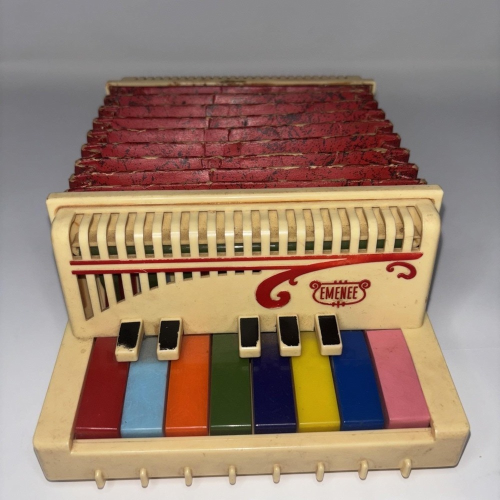 Rare Vintage Emenee Color Piano Accordion Kids Musical Working‎ Toy T5